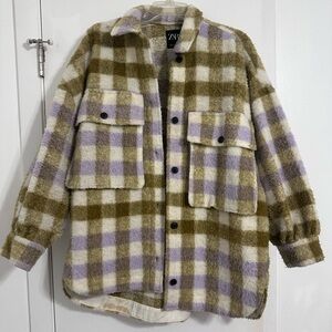 Zara Checkered Jacket in Lavender and Olive